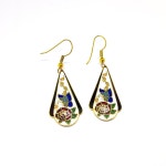 Vintage Cloisonne Earrings Butterfly Rose Earrings Enamel Earrings on Gold Tone Hooks - Etsy
