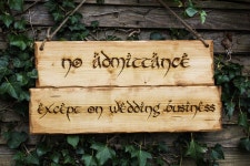 Large No Admittance Except on Wedding Business Sign Pyrography Wood Burning Jute Rope Party Exterior Fantasy Rustic Wood Decor... 