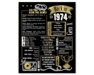Back in 1974 Gold Poster / Printable / 51st Birthday Party Decoration for Men or Women / 51st Birthday Card / Vintage Table Decor... 