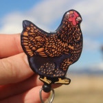 Chicken Badge Reel Id Holder : Gift for Golden Laced Wyandotte Lovers, Nurses, Vet Techs, Veterinarians, Zookeepers Bird Animal... 