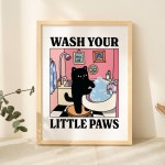 Wash Your Paws Cat Print, Cute Bathroom Poster, Wash Room Childrens Washing up Posters, Kawaii Prints Decor, Unique Cats Art... 