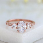 Oval Cut Three Stone Engagement Ring Rose Gold Vermeil - Etsy