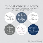 Printed Wedding Stickers With Custom Fonts and Colors - Circle Wedding Labels, Personalized Wedding Favor Tags/stickers 0032 - Etsy