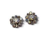 Mid Century Aurora Borealis Starburst Rhinestone Clip | Etsy Mid Century Aurora Borealis Starburst Rhinestone Clip Earrings... 