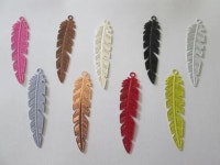 2 Feather Prints 35 X 8 Mm Painted Brass 9 Colors - Etsy