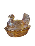 Fenton Amber Iridized Turkey on Nest - Etsy