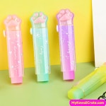 Kawaii Cat Paw Dual Color Jelly Eraser Retractable Erasers - Etsy