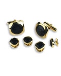 Black Circle in A Square Tuxedo Cuff Links and Studs in Gold - Etsy