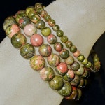 Unakite Jasper Gemstone Bracelet Crystal Healing Beaded - Etsy