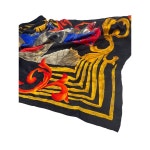 Vintage Abstract Print Square Neck Wrap Scarf Multicolor 100% Silk Womens OS - Etsy