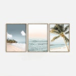 Beach Print Set of 3 Palm Tree & Ocean Digital Download - Etsy