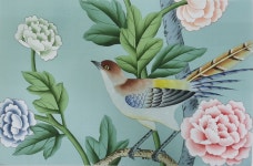 G-005 SAMPLE in STOCK for Chinoiserie Handpainted Wallpaper 12 X 8 in Duckegg Blue Spun Silk SP-35 - Etsy