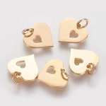 2 Pcs Stainless Steel Heart Gold Heart Charm - Etsy 2 Pcs  Stainless Steel Heart Gold Heart Charm - Etsy