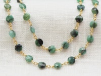 Raw Emerald Rosary Chain, May Birthstone Necklace, Beaded Genuine Gemstone Choker, Birthday Gift for Teen, Heart Chakra Layering... 