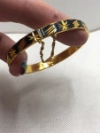 Victorian Black Enamel Etched Hinged Bangle Bracelet J1121 | Etsy