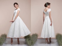 Lace Midi Wedding Dress Short Romantic Bridal Gown Minimalist - Etsy