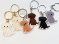 Labrador Retriever Acrylic Dog Breed Keychain Cartoon Kawaii Art Puppy Glitter Charm Chibi Cute Animal Lover Pet Loss Memorial... 