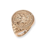 Gold Plated  Sterling silver St. George coin ring G7264 | Etsy