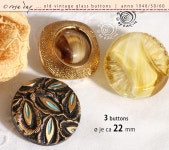 3 Zauberhafte Alte Vintage Glasknöpfe Anno 1950/60 - Diverse Designs - Teils Golden Verziert - ø Je Ca 22 Mm - Nr 607 - Etsy
