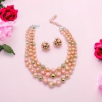 Vintage 3 Strand Sugar Bead Necklace and Clip Earrings Pink Demi Parure Japan - Etsy