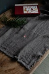Dark Grey Linen Table Runner Gift Wrap Handmade Embroidery - Etsy