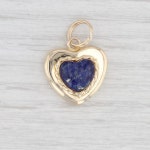 Blue Stone Lapis Lazuli Heart Charm 14k Yellow Gold Engravable | Etsy