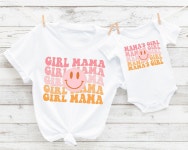 Girl Mama Shirt, Mamas Girl T-shirt, Matching Mommy and Me Shirt, Retro T-shirts, Mama and Mini Set, Mom of Girls, First Mothers... 