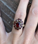 Vintage Estate Oval Round Garnet Cluster Cocktail Ring 14k | Etsy