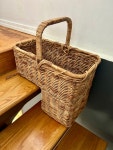 Vintage Wicker Stair Basket Handwoven Vintage Large Wooden Staircase Basket Farmhouse Decor Organizer - Etsy
