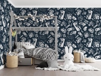 Video Game Electronic Game Devices and Gadgets on Dark Background Wallpaper Self Adhesive Peel and Stick Wall Decoration Design... 