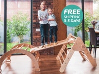 Montessori Climber Set 4in1, Arch With Pillow, Climbing Triangle, Wooden Baby Gym, Christmas Toddler Gifts, Indoor Playground... 