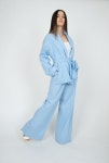 Blue Linen Set/Womens Suit/Linen Blouse with Pants/Linen | Etsy