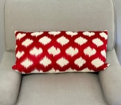 Red and White Boho Ikat Embroidered Rectangular Pillow | Etsy