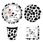 Cow Party Tableware Set,cow Baby Shower Table Decor,cow Barnyard Disposable Plates, Cup & Napkins,birthday Party Decor,party... 