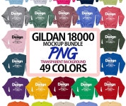 Gildan 18000 G180 Mockup Bundle 49 Colors PNG Transparent - Etsy