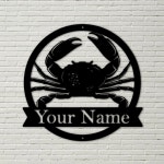 Crab Metal Sign, Door Hanger Metal Monogram Door Hanger Front Door Wreath Crab Beach Home Decor Metal Door Sign, Crab Name Sign... 