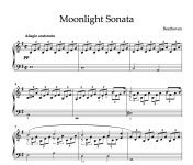 Moonlight Sonata Beethoven Sheet Music, Simplified Arrangement, Piano Sheet Music, Piano Teacher, Intermediate Piano, Classical... 
