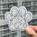 Paw Print Stickers, Heart Love Paw Stickers, Cat Mom Sticker, Dog Mom Sticker, Dog Paw Stickers, I Love My Pet Decal for Laptop... 