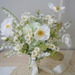Daisy, Poppy, Lily of the Valley Garden Style Silk Flower Bridal Bouquet, Wedding Bouquet, Faux Bouquet, Artificial Flower... 