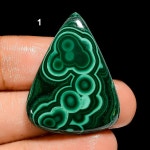 Natural Malachite Cabochon, Loose Gemstone Green Malachite Crystal Smooth Green Beautiful Malachite Gemstone Flat Back ( Stone as... 