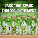 12 Pack Frog Party Favors - DIY Candy Jars With Ribbons and Stickers - Party Decoration Bottles for Birthday, School Classroom... 