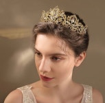 Vintage Gold Crystal, Vintage Gold Crown Headband Wedding Bride Princess Queen Birthday Party Hair Piece With Loops - Etsy