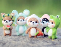 DIY Needle Felting Kit Shiba Inu dino Mouse Bunny Peach - Etsy