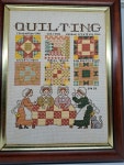 Vintage Quilting Cross-stitch Professionally Framed Art Shows Six Quilt Squares and Women Quilting 1993 Frame is 14.5x12 - Etsy