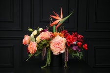 The Red Strelitzia Real Touch Floral Arrangement, Artificial Flower Centerpiece in Vase, Silk Flower Centerpiece for Table Decor... 