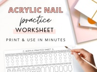 Acrylic Practice Sheet, Nail Liquid & Powder Workbook, Acrylic Mix Ratio Sculpting Worksheet, Nail Tech Practice, Printable Nail... 