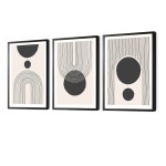Black and Beige Abstract Circle Line Art Set of 3 - Etsy