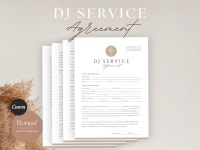 DJ Service Contract Editable DJ Agreement, Wedding Dj Contract, Disc Jockey Event Service Agreement, DJ Business Contract, Canva...