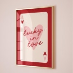 Lucky in Love Ace of Hearts Card Aesthetic Poster Trendy Valentines Day Wall Art Red Pink Heart Retro Preppy Funky Home Apartment... 