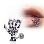 Stainless Steel Skeleton Hand Lip Studshalloween - Etsy